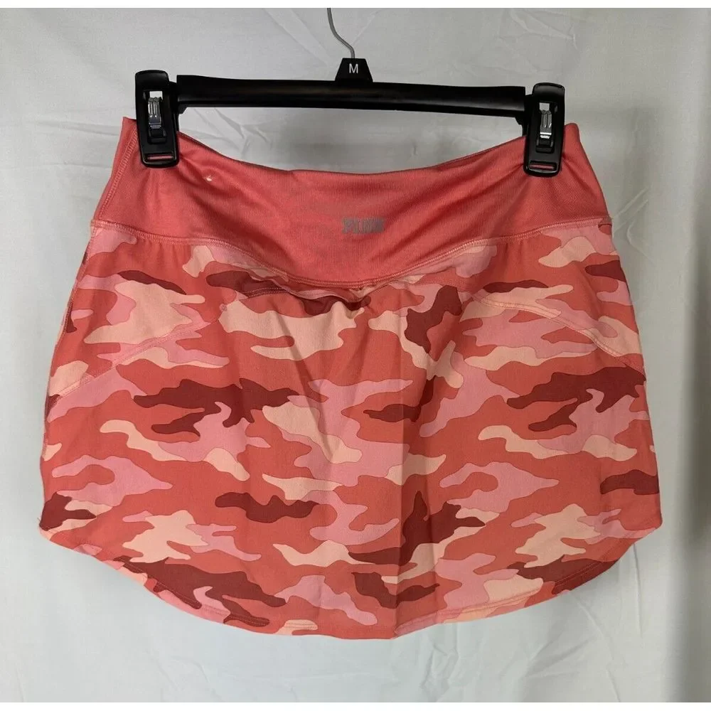 NWT‎ Victoria Secret Pink Sport Skort Camo Peach Skirt Elastic Waist Size Small